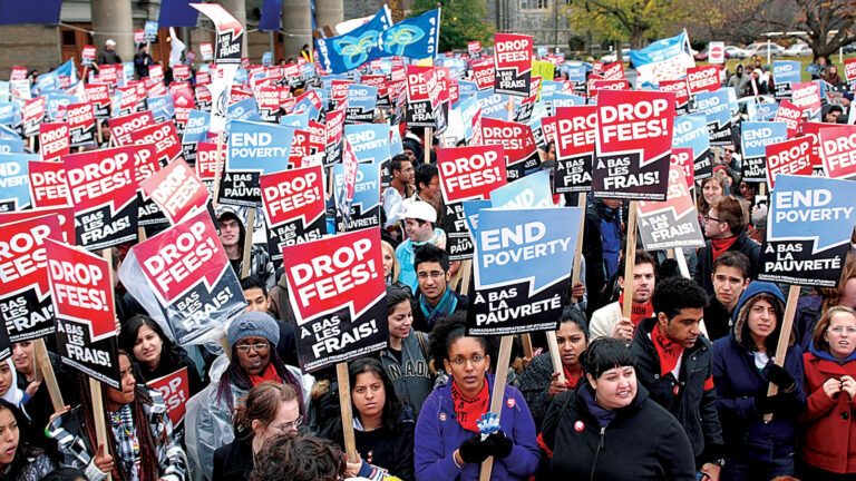 protesters carrying sings
